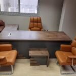 مكتب مدير 2 متر MDF إسباني مع كراسي – طقم إداري تنفيذي فاخر